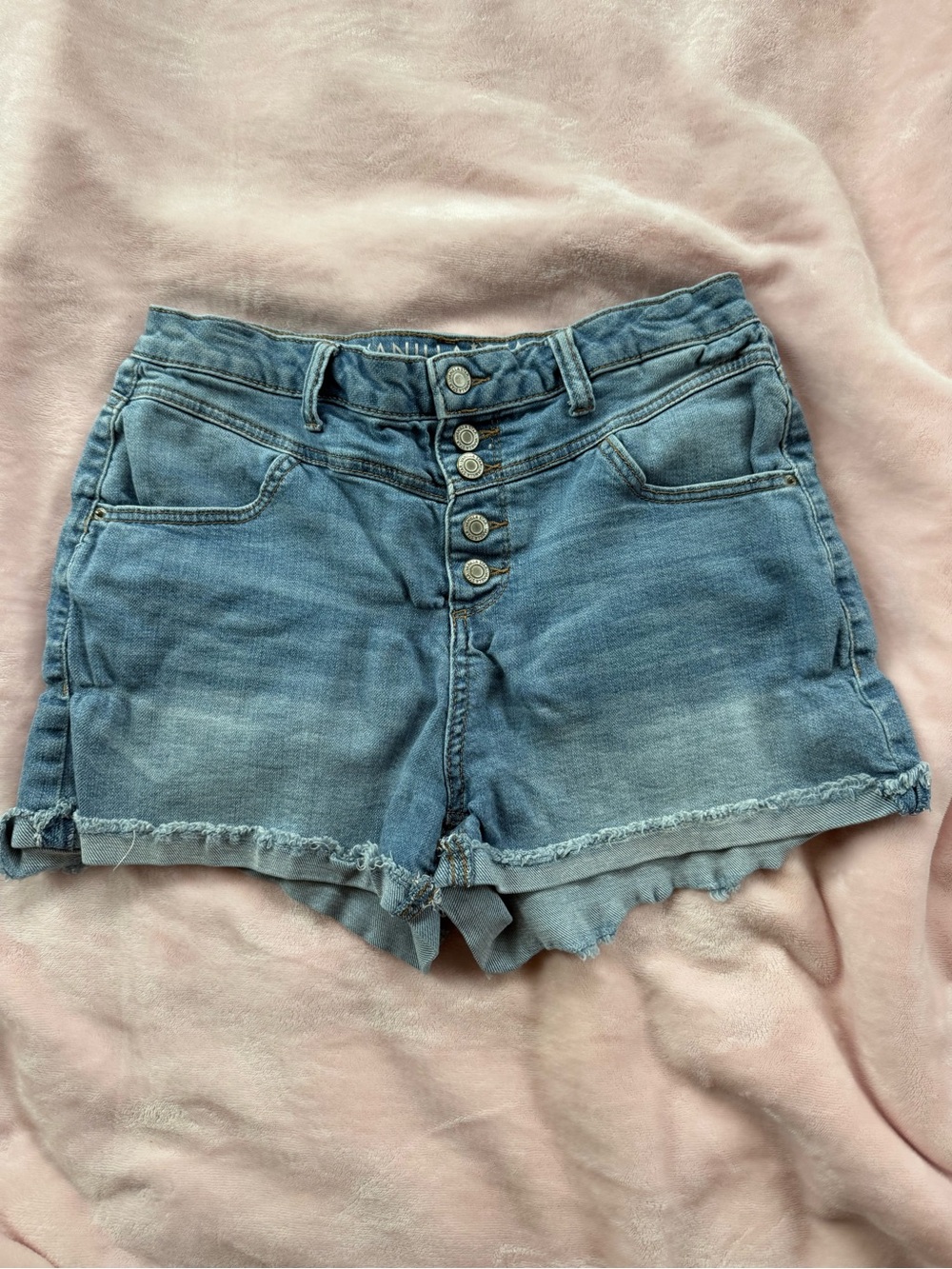 Vanilla Star Light Blue Button-Fly Denim Shorts